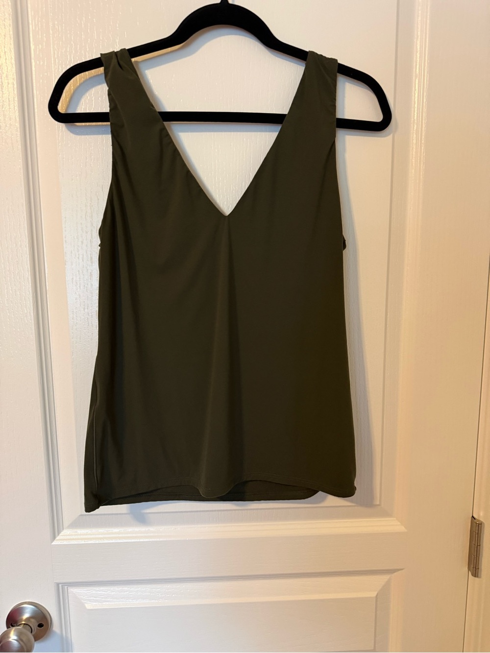 White House Black Market Olive Green V-Neck Tank